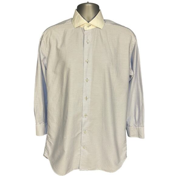 Robert Talbott for Bespoke Blue and White Contrast Collar Button Down Size L - Picture 1 of 9